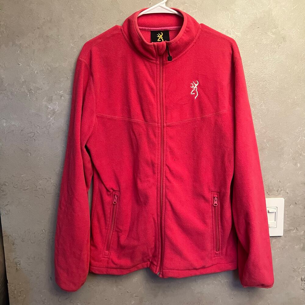 Browning Hot Pink Fleece Full Zip Jacket Buckmark Logo Size XL - Picture 4 of 11